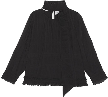 (W) 가니 블랙 플리츠 조젯 스카프 롱 슬리브 셔츠 F8318-099 Buy (W) 가니 블랙 플리츠 조젯 스카프 롱 슬리브 셔츠 F8318-099