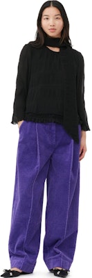 (W) 가니 블랙 플리츠 조젯 스카프 롱 슬리브 셔츠 F8318-099 Shop (W) 가니 블랙 플리츠 조젯 스카프 롱 슬리브 셔츠 F8318-099