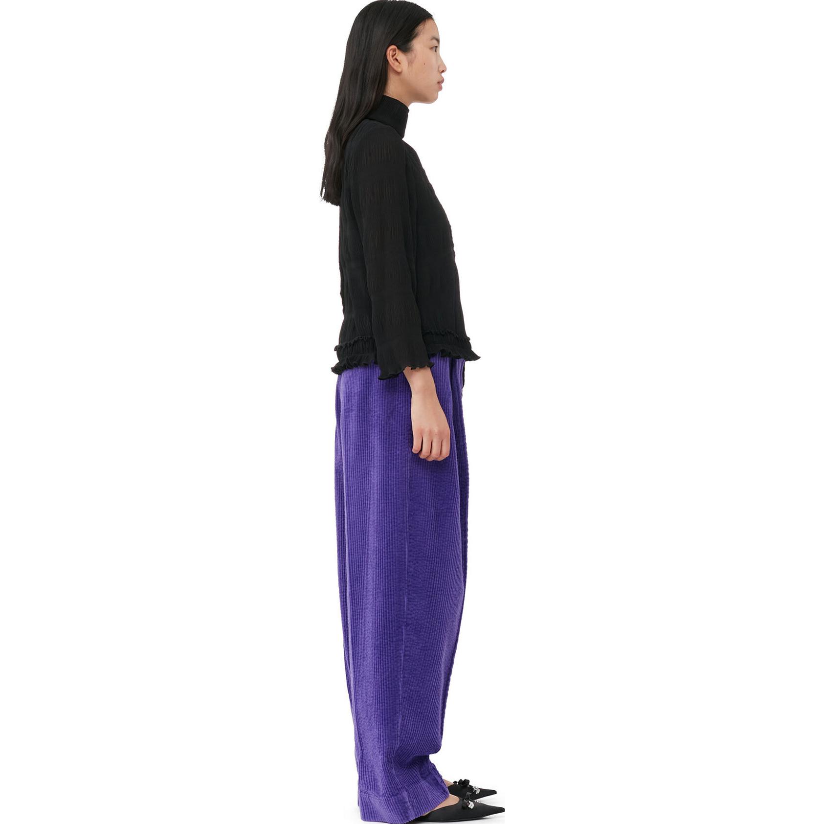 Purchase (W) 가니 블랙 플리츠 조젯 스카프 롱 슬리브 셔츠 F8318-099