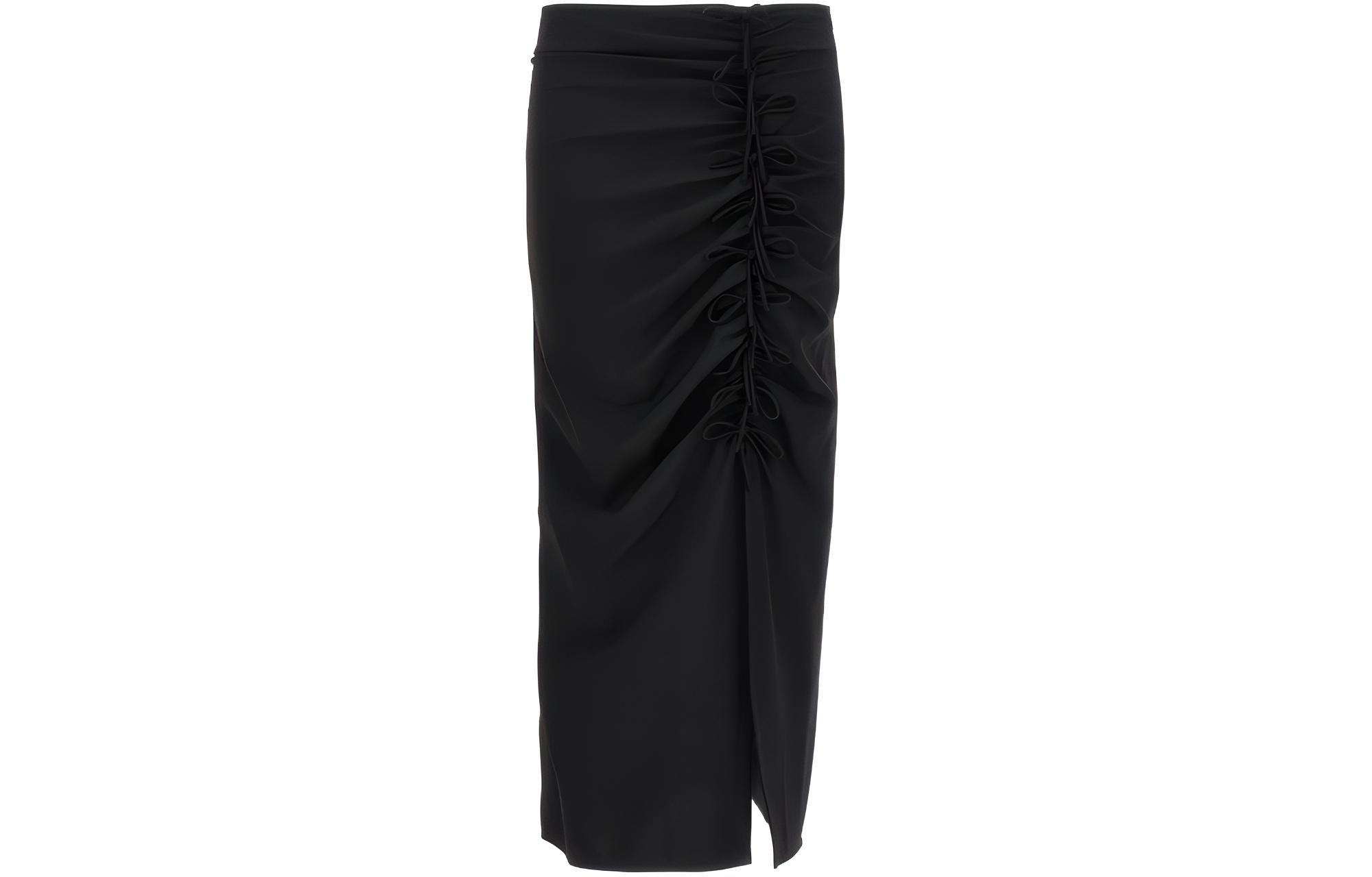 (Women) GANNI  Black Solid Mid-Rise Fitted Midi Casual Dress F8676-099