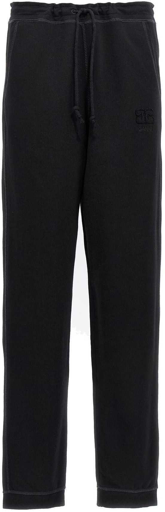 women-ganni-black-solid-mid-waist-straight-leg-tie-casual-pants-t3563099