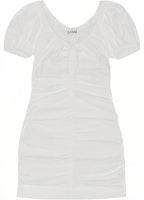 (Women) GANNI Cottagecore Puff Sleeve Ruched Solid Mini Dress. F7705151 (Women) GANNI Cottagecore Puff Sleeve Ruched Solid Mini Dress. F7705151