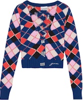 (Women) GANNI Cotton V-Neck Cardigan in Lazurite Blue. K2045-756 (Women) GANNI Cotton V-Neck Cardigan in Lazurite Blue. K2045-756