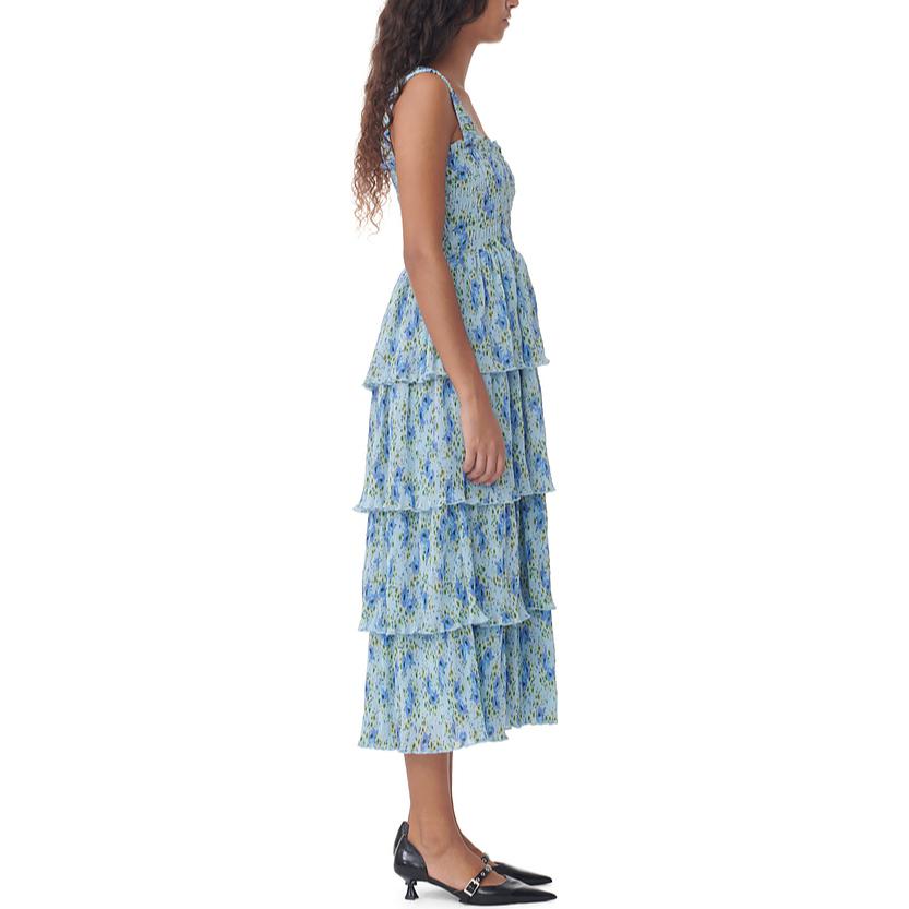 Details for (W) GANNI Dress Lipit Bunga Berlapis Warna Biru Ice Water. F9128495