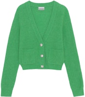 (Women) GANNI Green V-Neck Button-Up Long Sleeve Sweater K1739-801 (Women) GANNI Green V-Neck Button-Up Long Sleeve Sweater K1739-801