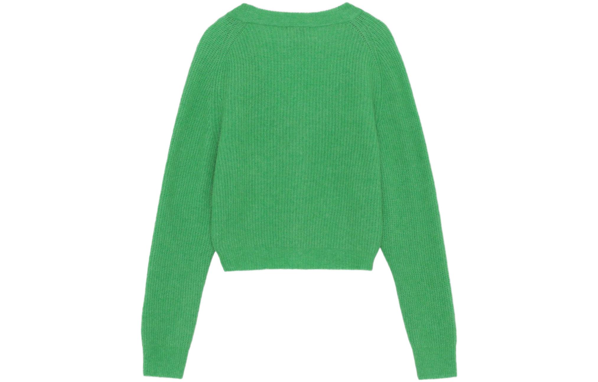 Lookbook (W) 가니 그린 브이넥 버튼업 긴소매 스웨터 K1739-801