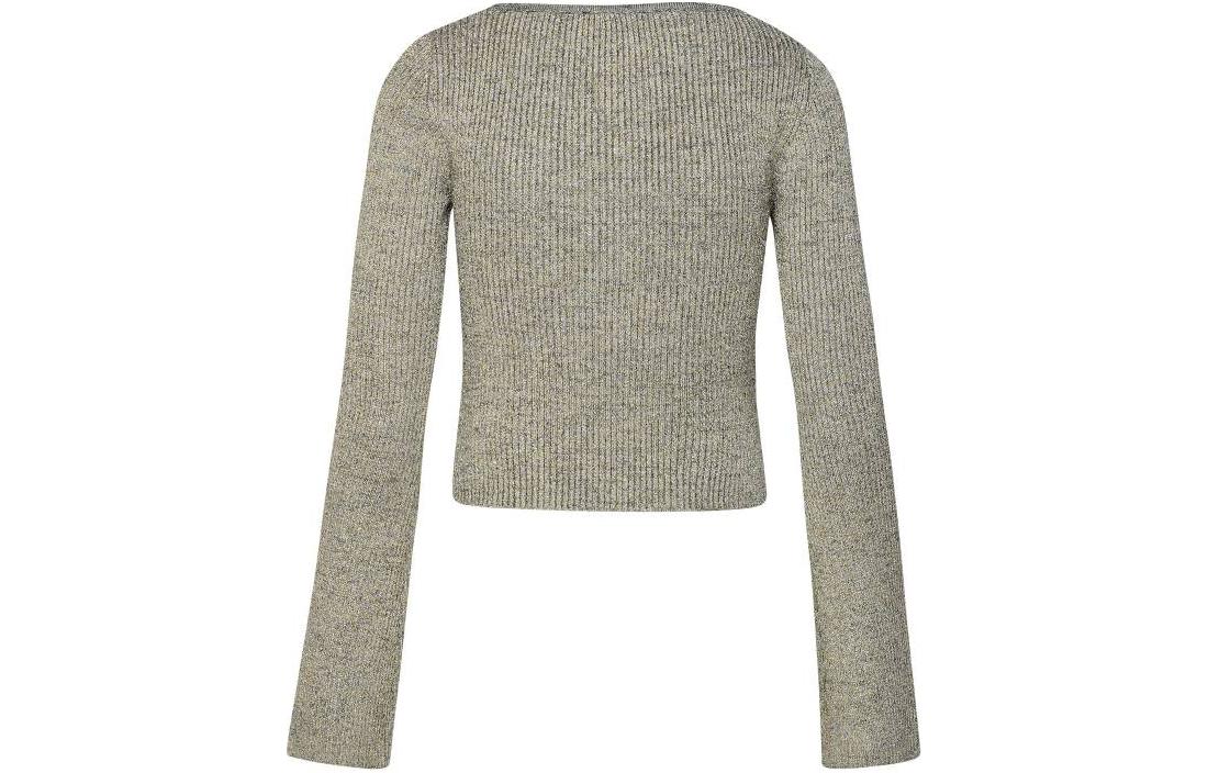 Lookbook (W) 가니 그레이 크루넥 싱글 버튼 니트 가디건 스웨터. K2069-018