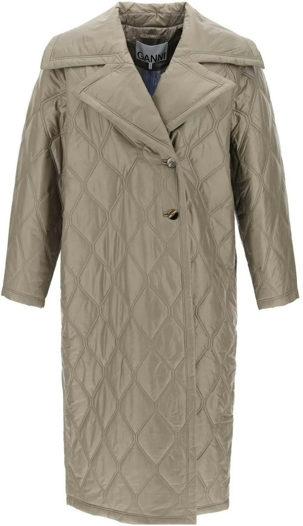 women-ganni-khaki-long-sleeve-mid-length-coat-with-solid-color-design-f8577-019