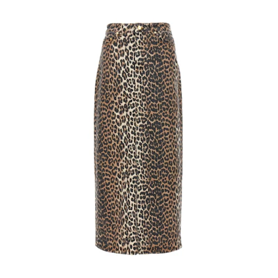 (Women) GANNI Leopard Print Button-Up Long Casual Dress Multicolor. J1445-943