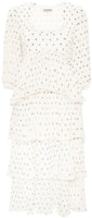 (Women) GANNI Long Ruffle Prairie Style Casual Long Sleeve Dress - White F8691-135 (Women) GANNI Long Ruffle Prairie Style Casual Long Sleeve Dress - White F8691-135