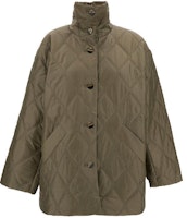 (Women) GANNI Loose Fit High Neck Button Jacket Green F8576-019 (Women) GANNI Loose Fit High Neck Button Jacket Green F8576-019