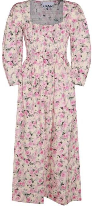 women-ganni-pink-floral-print-cotton-long-sleeve-smock-maxi-dress-f8711-787