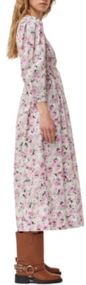 (W) GAANNI Gaun Midi Lengan Panjang Cetak Bunga Pink Katun F8711-787 Details for (W) GAANNI Gaun Midi Lengan Panjang Cetak Bunga Pink Katun F8711-787