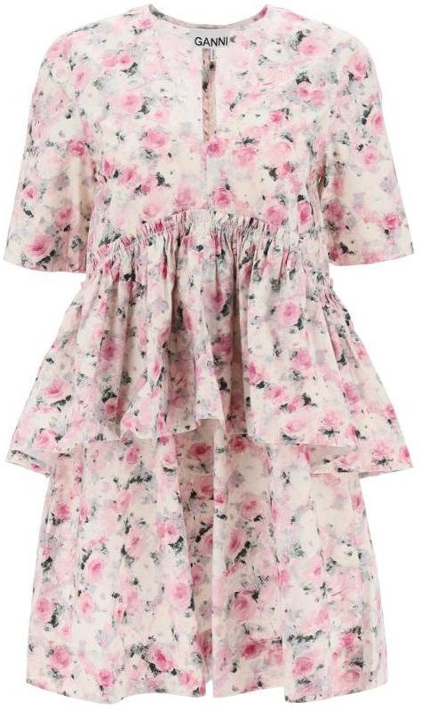 women-ganni-pink-floral-ruffled-v-neck-short-sleeve-cotton-mini-dress-f8713-787