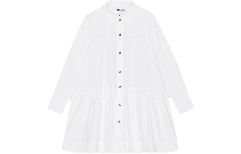 Order (W) 가니 플리츠 팝린 롱슬리브 셔츠 원피스 F8716151