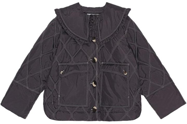 (W) 가니 퀼팅 자켓 러플 칼라 솔리드 블랙 F7630252 Order (W) 가니 퀼팅 자켓 러플 칼라 솔리드 블랙 F7630252