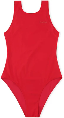 (Women) GANNI Red Logo Print Backless Jumpsuit with Mid-Rise Design. A4050472-RED Buy (Women) GANNI Red Logo Print Backless Jumpsuit with Mid-Rise Design. A4050472-RED