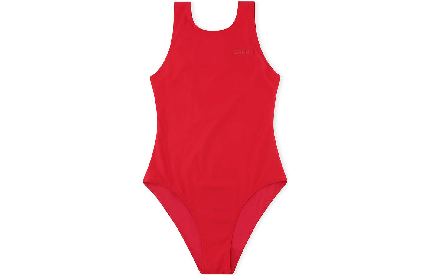 Order (Women) GANNI  Red Logo Print Backless Jumpsuit with Mid-Rise Design. A4050472-RED