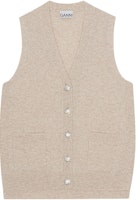 (Women) GANNI Sleeveless V-Neck Button-Up Vest Khaki Color. K2063-873 (Women) GANNI Sleeveless V-Neck Button-Up Vest Khaki Color. K2063-873