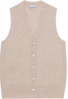 Order (W) GANNI 無袖V領卡其色扣式背心。 K2063-873