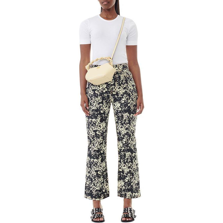 Lookbook (W) GANNI Slim-Fit T-Shirt Logo Rama-Rama Sulaman Leher Bulat Putih SS24 T3941151