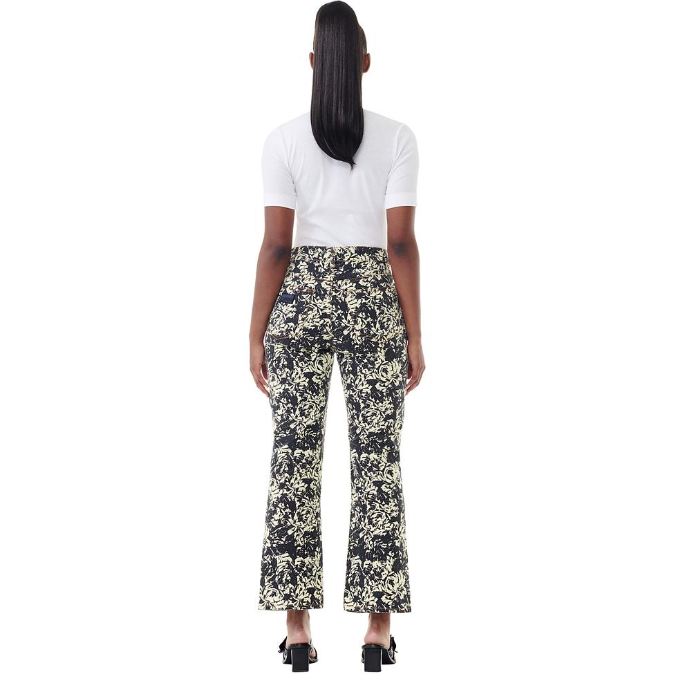 Shop (W) GANNI Slim-Fit T-Shirt Logo Rama-Rama Sulaman Leher Bulat Putih SS24 T3941151