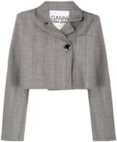 (Women) GANNI Slim Fit Single-Button Cropped Long Sleeve Jacket Light Grey. F8213-523 (Women) GANNI Slim Fit Single-Button Cropped Long Sleeve Jacket Light Grey. F8213-523