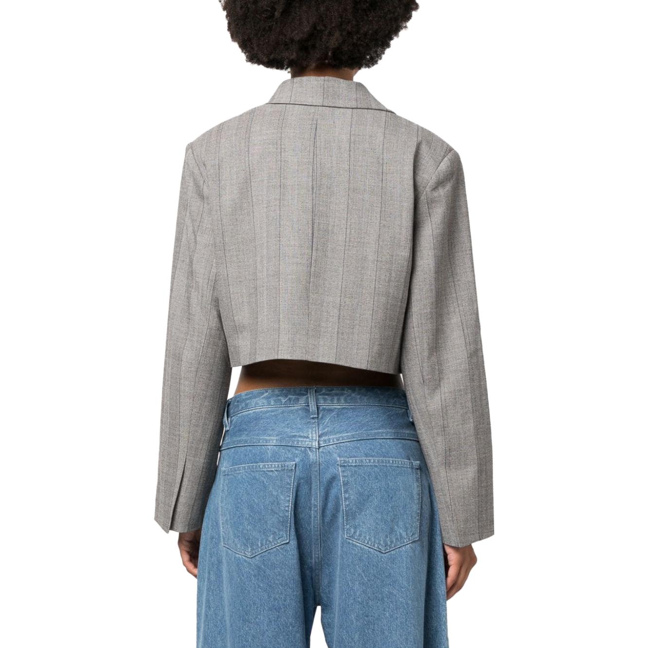 Shop (W) 가니 슬림핏 싱글버튼 크롭 롱 슬리브 자켓 라이트 그레이. F8213-523