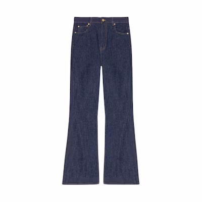 (Women) GANNI Slim Flare Long Jeans Deep Blue Denim Pants. J1437077
