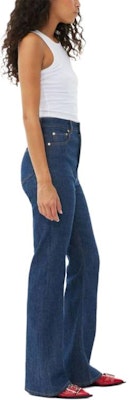 (W) 가니 슬림 플레어 롱 진 딥 블루 데님 팬츠. J1437077 Details for (W) 가니 슬림 플레어 롱 진 딥 블루 데님 팬츠. J1437077