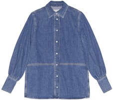 (Women) GANNI Solid Color Long Sleeve Collared Shirt J1310-569 (Women) GANNI Solid Color Long Sleeve Collared Shirt J1310-569