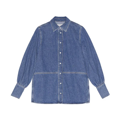 (Women) GANNI Solid Color Long Sleeve Collared Shirt J1310-569