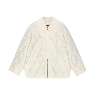 (Women) GANNI Solid Color Long Sleeve Jacket - White F8641135