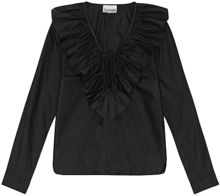 (W) 가니 솔리드 브이넥 긴소매 셔츠 블랙 F9059-099 Order (W) 가니 솔리드 브이넥 긴소매 셔츠 블랙 F9059-099