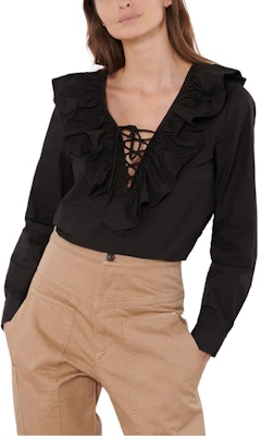 (W) 가니 솔리드 브이넥 긴소매 셔츠 블랙 F9059-099 Shop (W) 가니 솔리드 브이넥 긴소매 셔츠 블랙 F9059-099