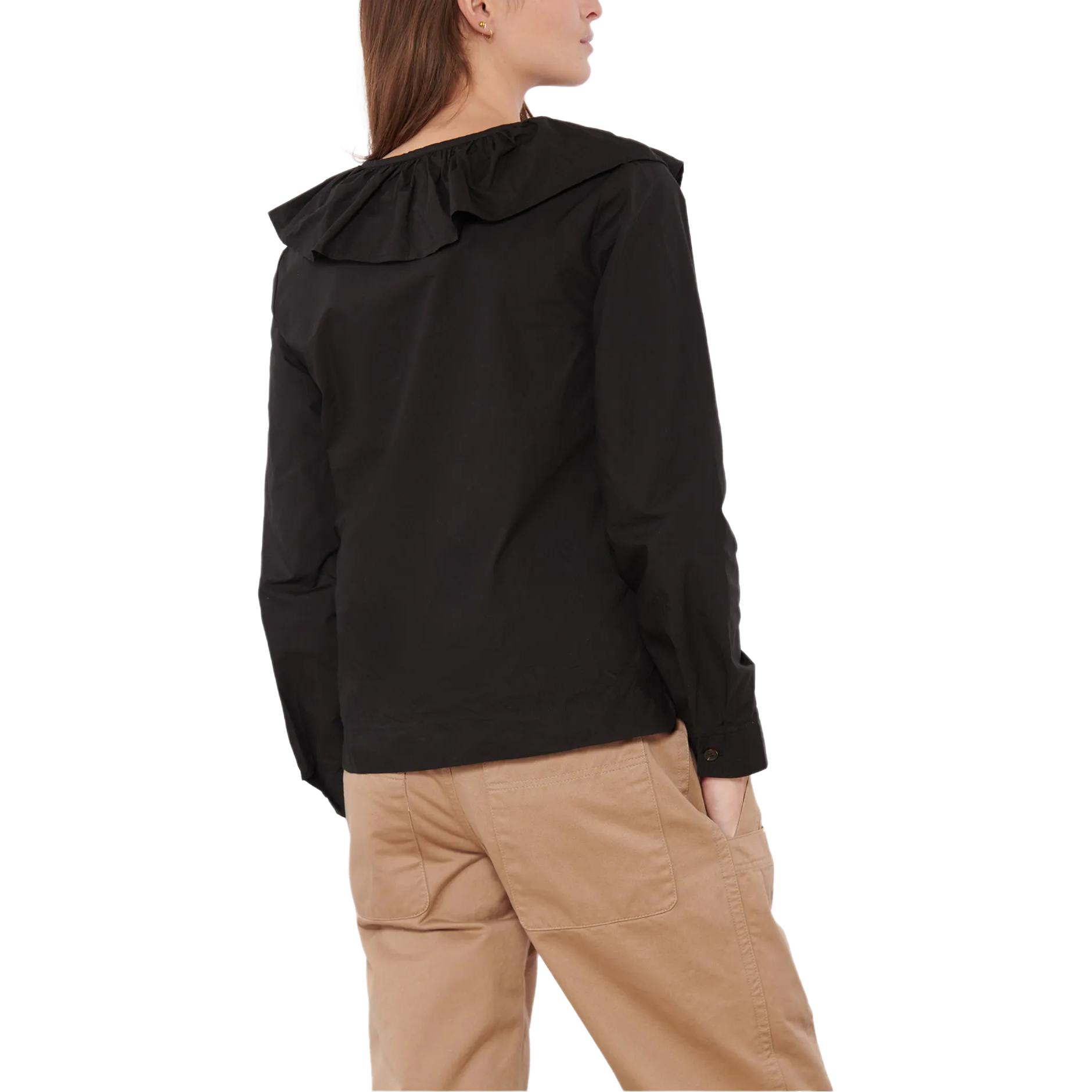 Purchase (W) 가니 솔리드 브이넥 긴소매 셔츠 블랙 F9059-099