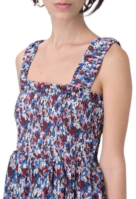 (W) GANNI 复古花卉荷叶边扎染波西米亚连衣裙休闲优雅风格. F8862-999 Purchase (W) GANNI 复古花卉荷叶边扎染波西米亚连衣裙休闲优雅风格. F8862-999