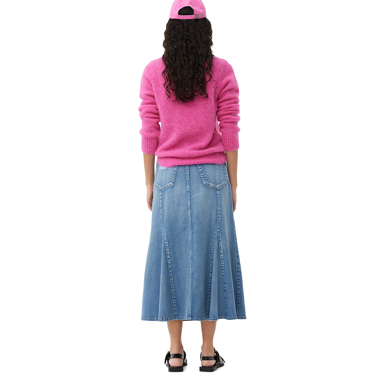 Purchase (W) GANNI 水洗牛仔中长裙 复古染色A字牛仔裙 J1375091