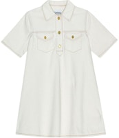 (Women) GANNI White Solid Polo Collar Loose Fit Short Sleeve Mini Dress. J1454-135 (Women) GANNI White Solid Polo Collar Loose Fit Short Sleeve Mini Dress. J1454-135