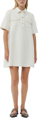 (W) 가니 화이트 솔리드 폴로 카라 루즈핏 반팔 미니 드레스. J1454-135 Shop (W) 가니 화이트 솔리드 폴로 카라 루즈핏 반팔 미니 드레스. J1454-135