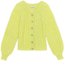 (Women) GANNI Yellow Single-Breasted Long Sleeve Cardigan Sweater. K1719 (Women) GANNI Yellow Single-Breasted Long Sleeve Cardigan Sweater. K1719
