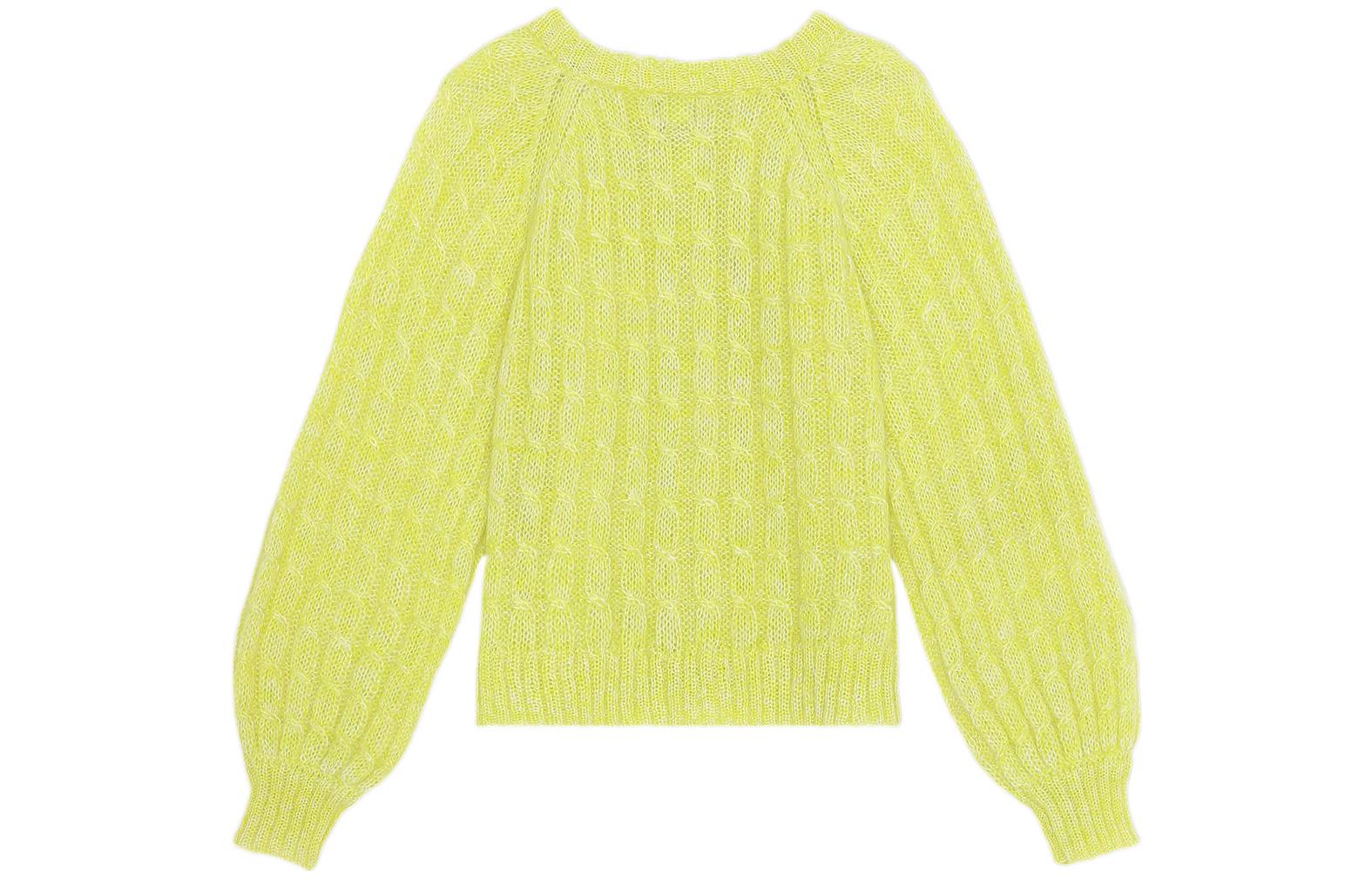 Lookbook (W) 가니 옐로우 싱글 브레스트 긴소매 가디건 스웨터. K1719