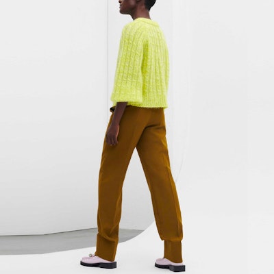 (W) 가니 옐로우 싱글 브레스트 긴소매 가디건 스웨터. K1719 Purchase (W) 가니 옐로우 싱글 브레스트 긴소매 가디건 스웨터. K1719