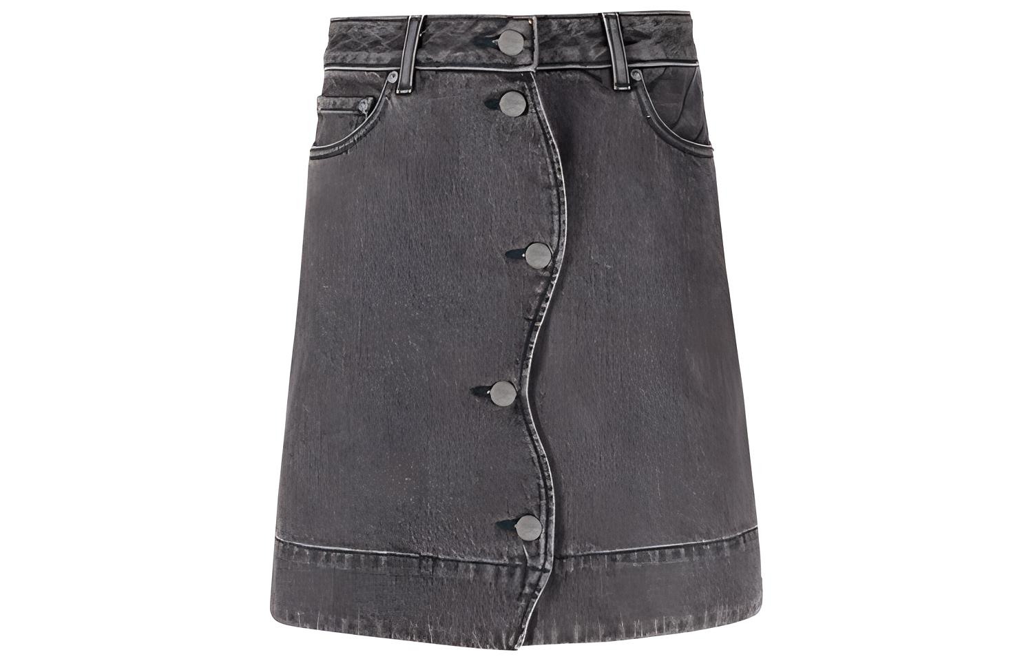 (Women) GANNI A-Line Straight Denim Mini Skirt F6193256