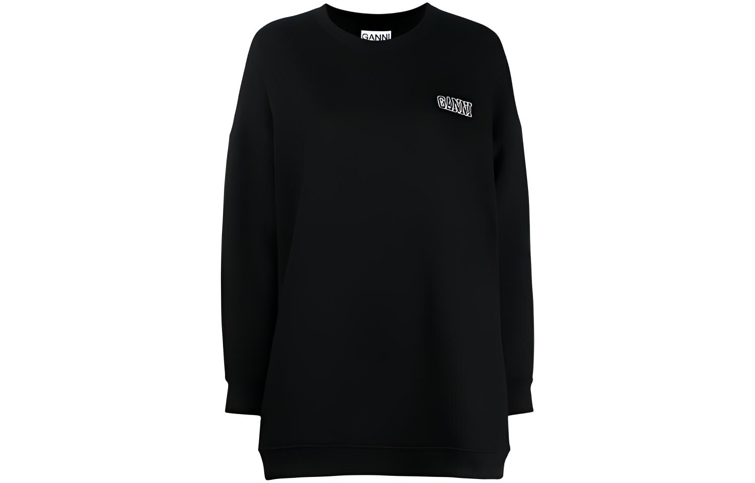 (Women) GANNI Black Crewneck Embroidered Long-Sleeve Sweatshirt T2922-099