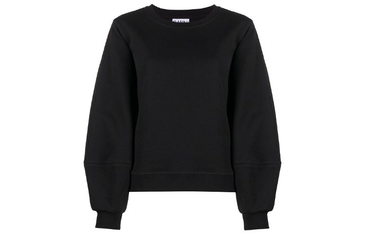 (Women) GANNI Black Crewneck Pullover Long-Sleeve Sweatshirt T2770-099