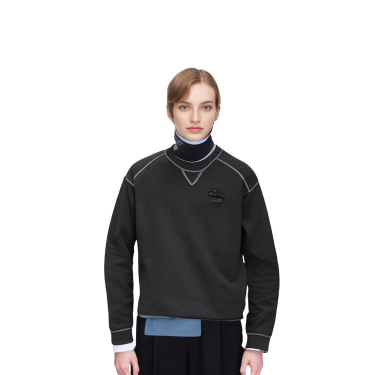 Cheap (Women) GANNI Black Oversized Sweatshirt with Butterfly Logo T3566-099