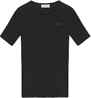 (Women) GANNI Embroidered Butterfly Logo Crew Neck T-Shirt Black SS24. T4012099 (Women) GANNI Embroidered Butterfly Logo Crew Neck T-Shirt Black SS24. T4012099