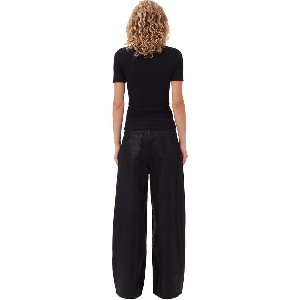 Shop (W) 가니 자수 나비 로고 크루넥 티셔츠 블랙 SS24. T4012099