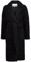 (Women) GANNI FW21 Black Faux Shearling Knit Belted Coat F6258252 (Women) GANNI FW21 Black Faux Shearling Knit Belted Coat F6258252